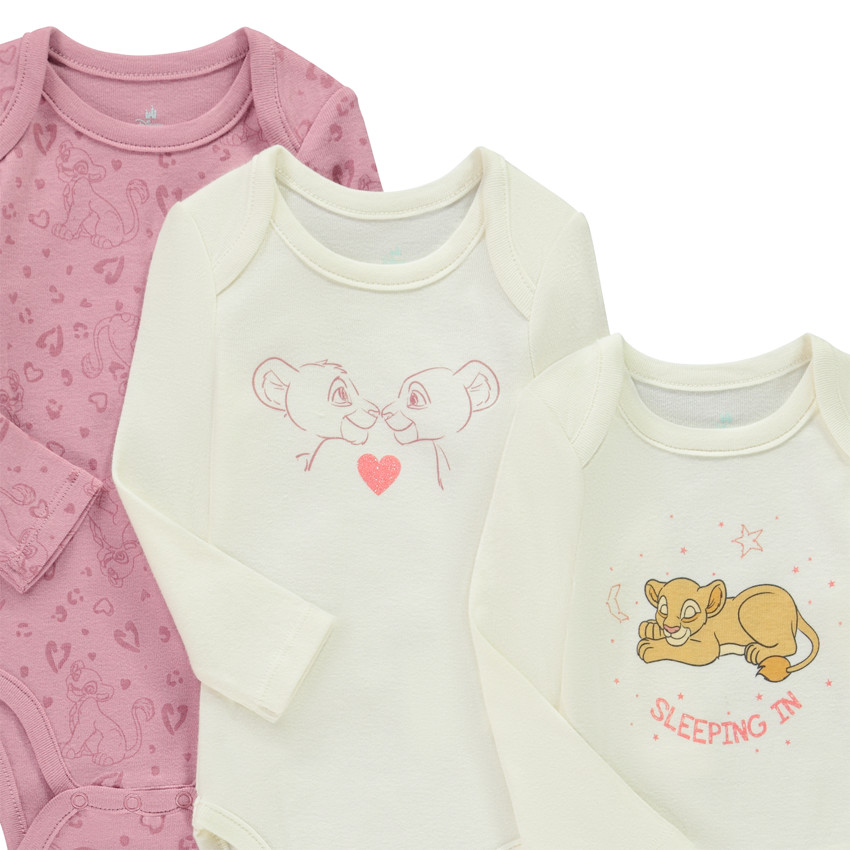 Lot de 3 bodies manches longues Nala Disney pour bébé fille 