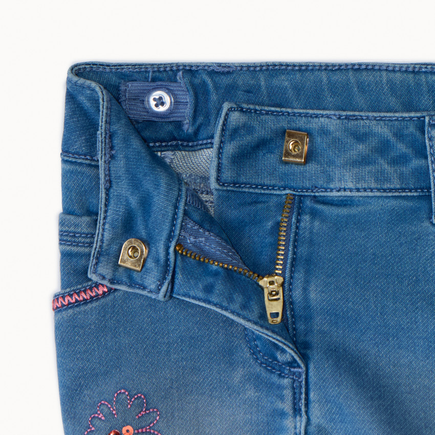 Short en jean avec broderies et sequins pour fille 