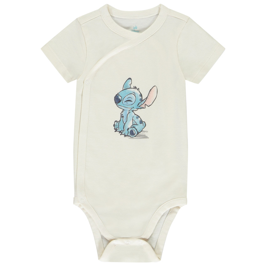 Lot de 3 bodies manches courtes Stitch Disney pour bébé (ouvertures différentes selon l'âge) 