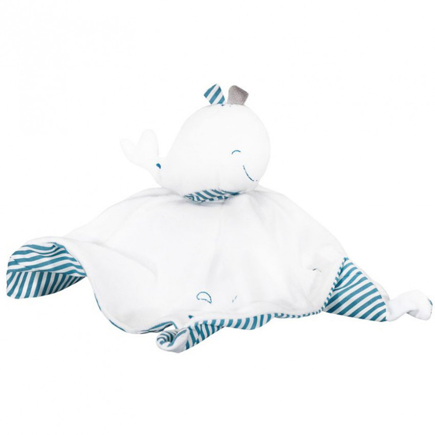 Doudou mouchoir - Blue Baleine Main Doudou mouchoir - Blue Baleine