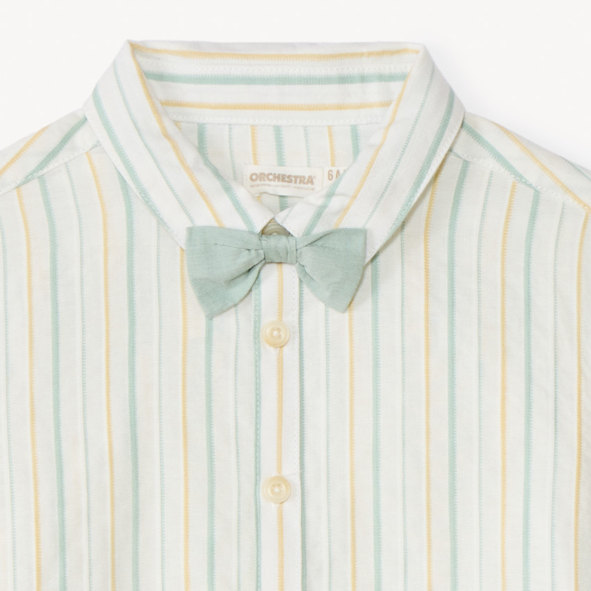 Chemise à manches courtes rayée + nœud papillon pour garçon 