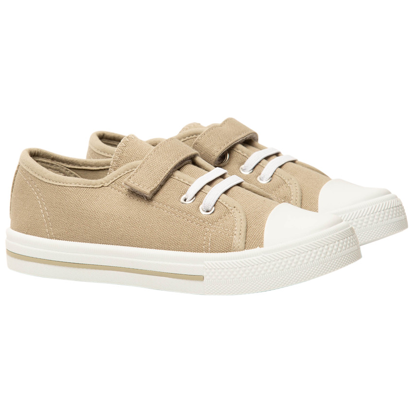 Baskets basses en toile avec lacets élastiques et velcro pour bébé garçon 