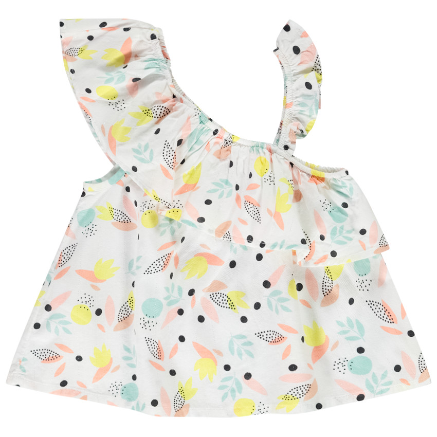 Tunique asymétrique imprimé feuilles pour fille 