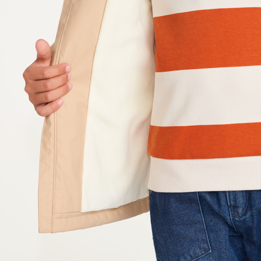 Parka gomme garçon doublée micropolaire avec capuche 