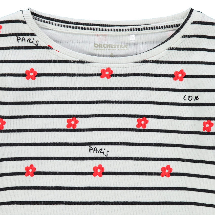 T-shirt manches longues rayé imprimé pour enfant fille 