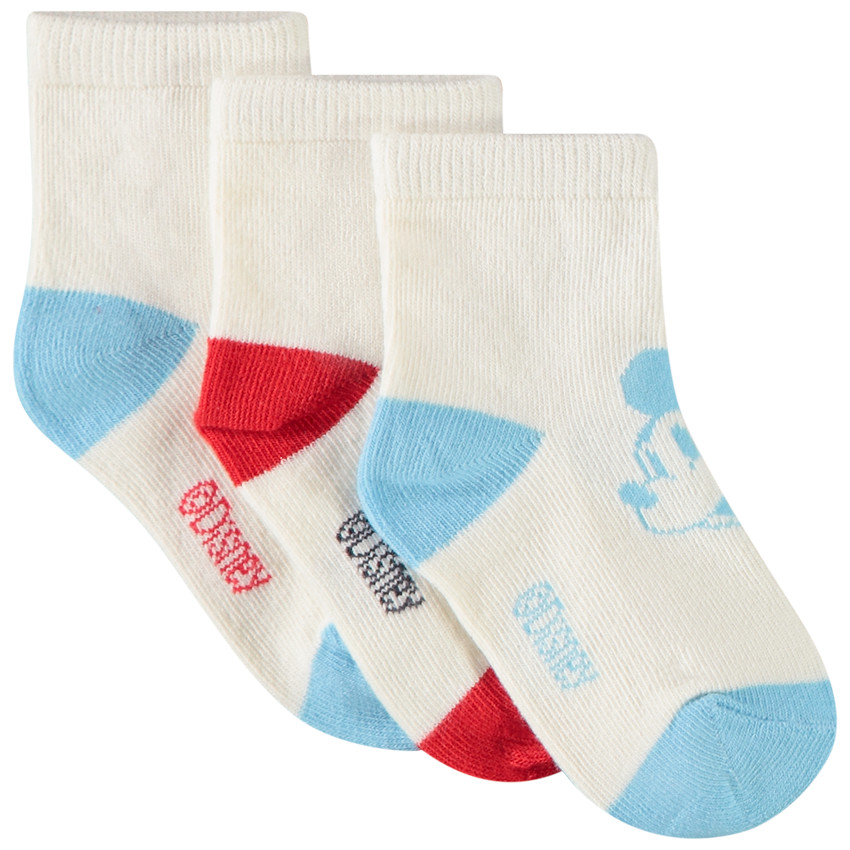Lot de 3 paires de chaussettes courtes Mickey Disney pour bébé garçon