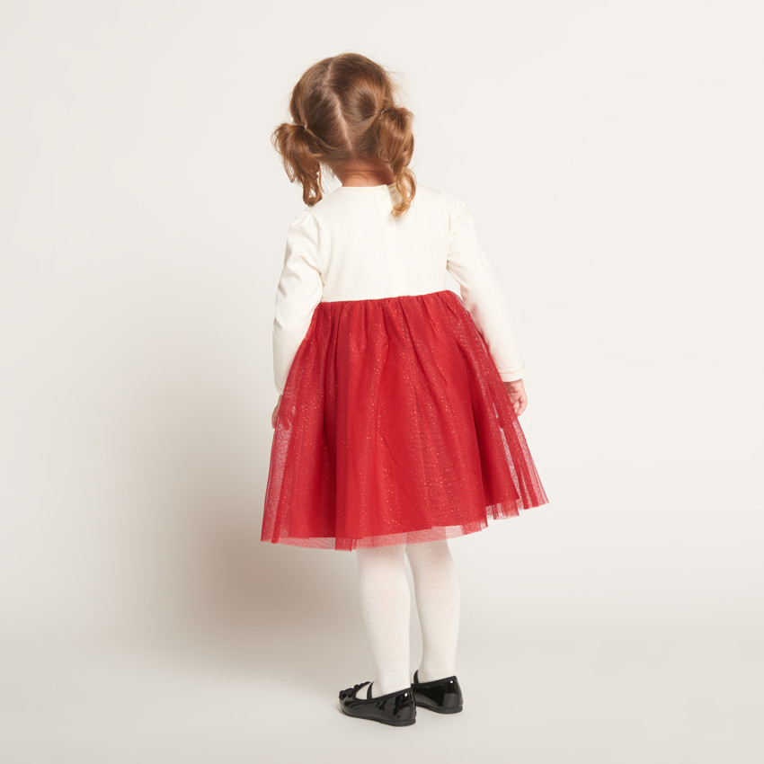 Robe de fête manches longues effet 2 en 1 pour bébé fille 