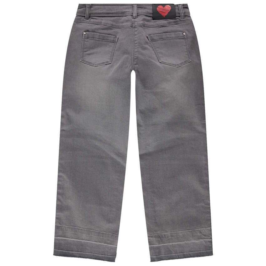 Junior - Jean gris effet used à bandes argentées 
