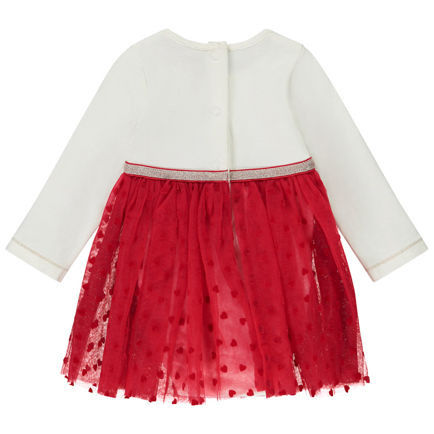 Robe body effet 2 en 1 en tulle floqué cœurs pour bébé fille 