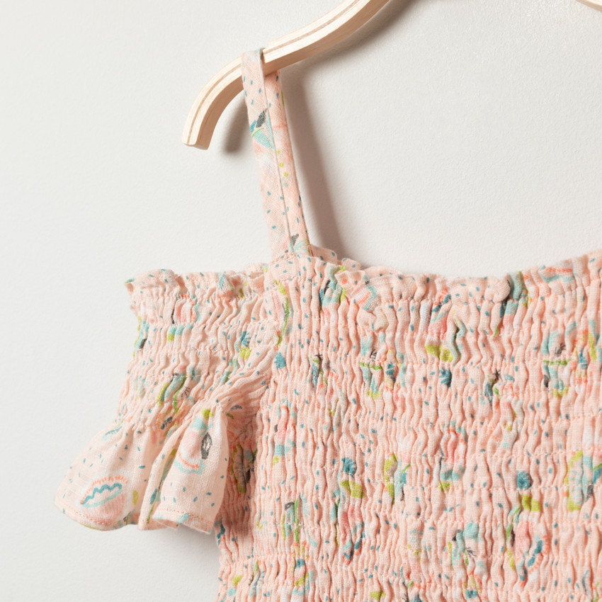 Robe à bretelles imprimée en coton et lin pour enfant fille 