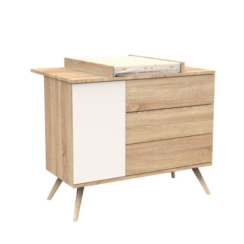 Plan à langer pour commode Seventies aspect chêne doré 