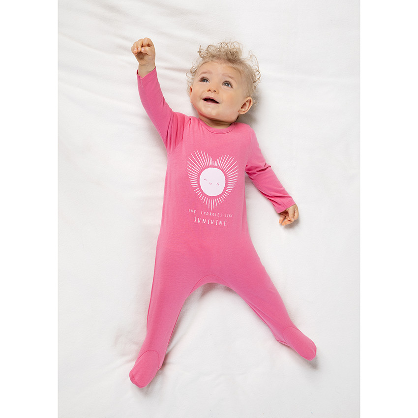 Dors-bien en jersey rose print coeur pour bébé fille 