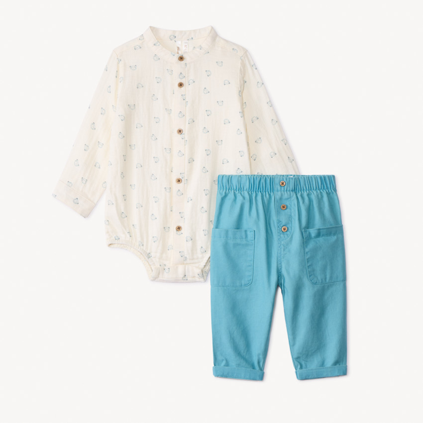 Ensemble 2 pièces avec body manches longues pour bébé garçon