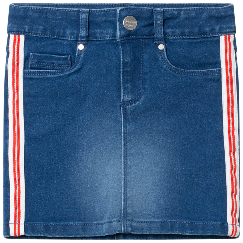 Jupe en jean used à bandes latérales 