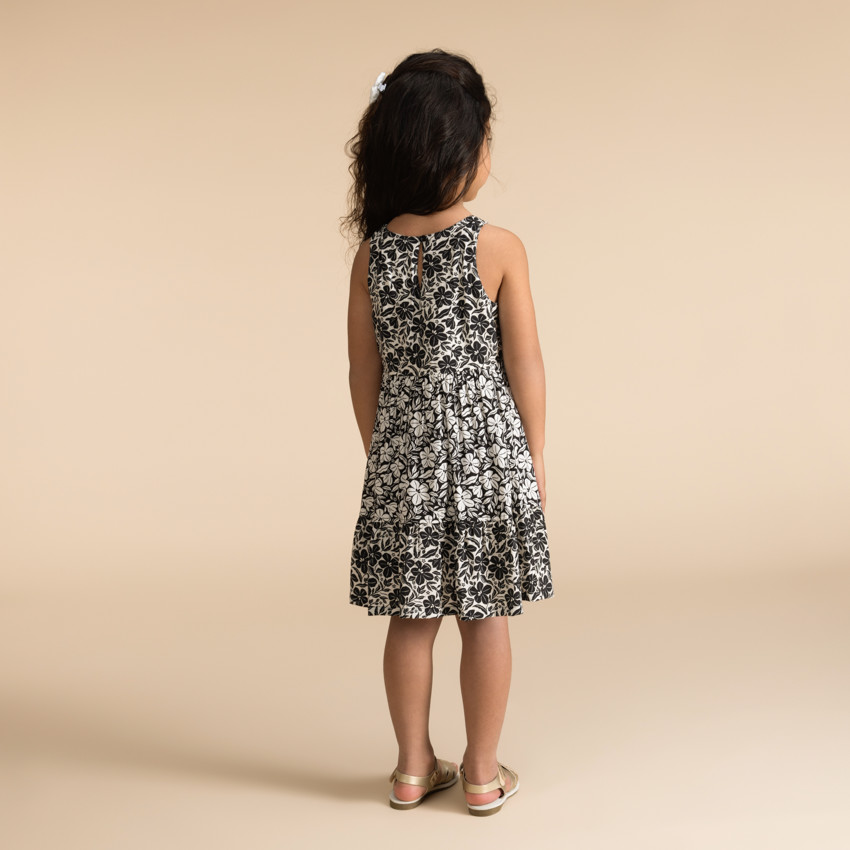 Robe sans manches imprimé Hibiscus pour fille 
