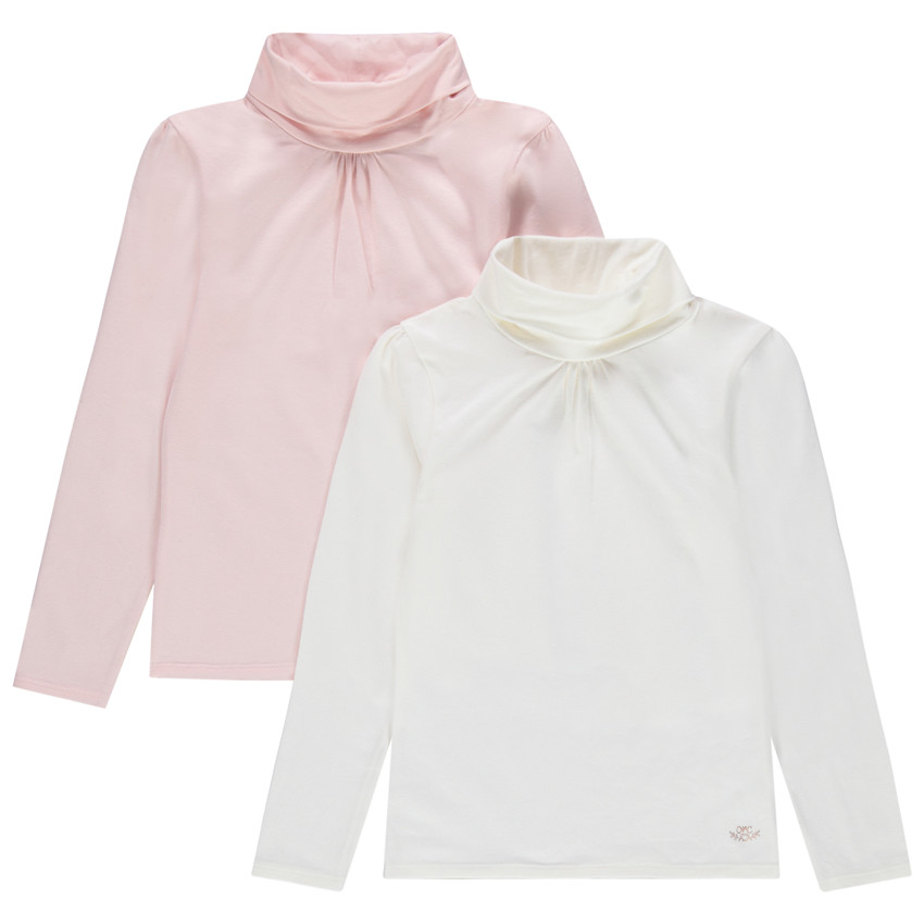 Lot de 2 sous-pulls unis à col roulé pour enfant fille