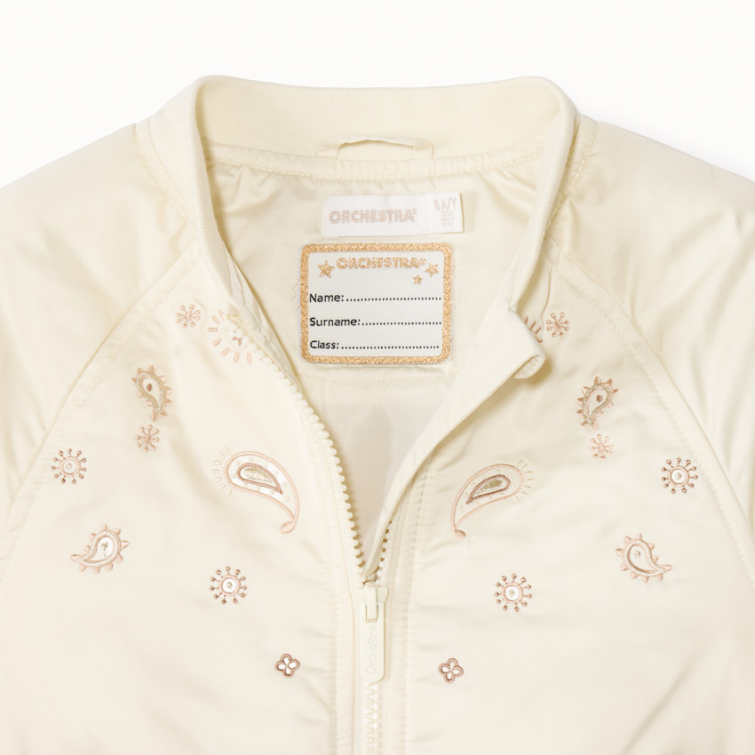 Bombers satiné à broderies cachemire pour fille 