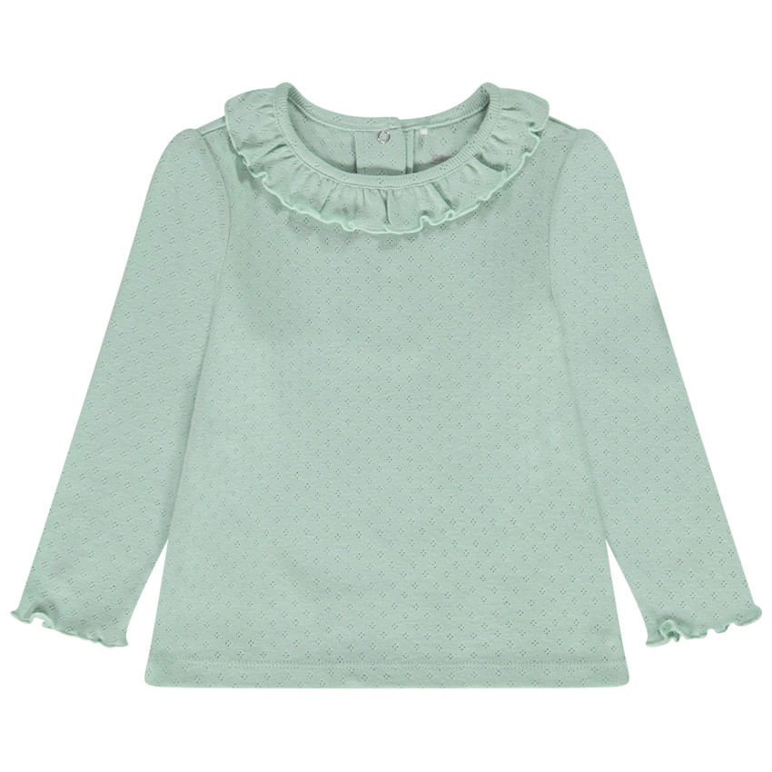 T-shirt manches longues en maille pointelle pour bébé fille 