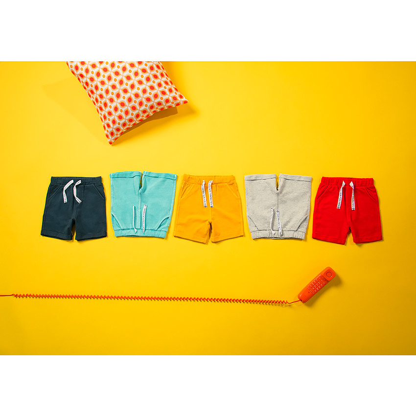 Bermuda en molleton uni à cordons imprimés pour bébé garçon 