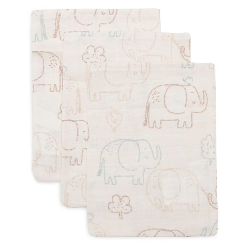 Gant de toilette gaze de coton Elephant Tales 3pcs 
