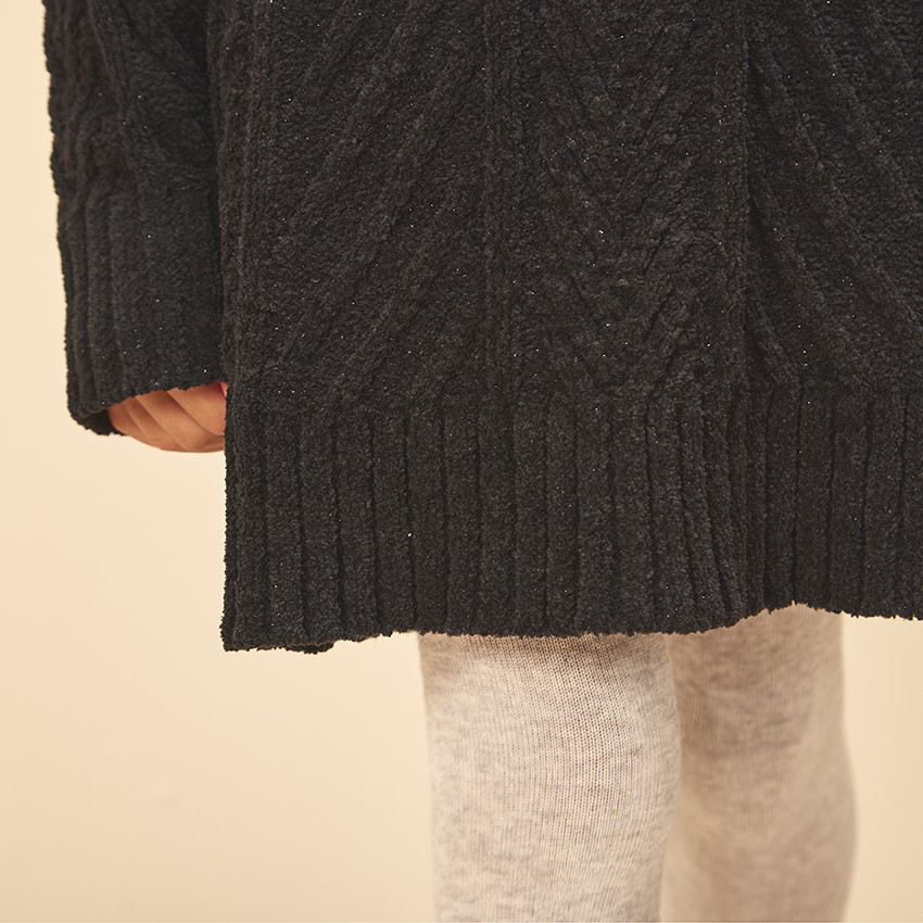 Robe pull en tricot chenille et col roulé pour fille 