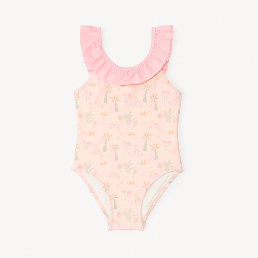 Maillot de bain 1 pièce à volants et imprimé fantaisie pour bébé fille  