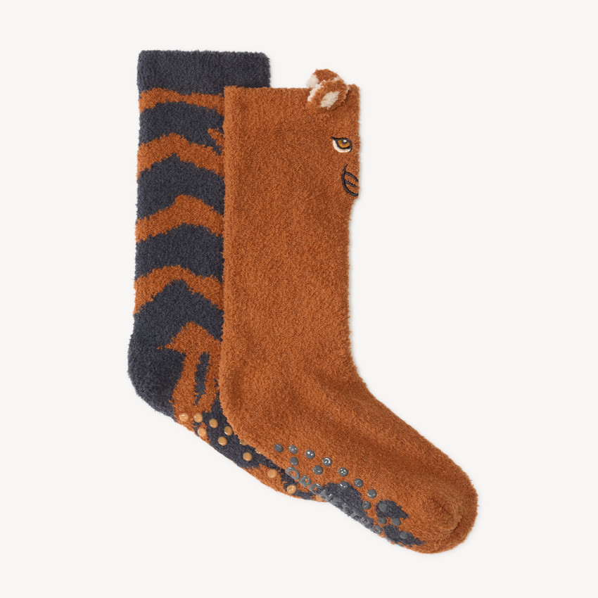 Chaussettes hautes antidérapantes à motifs animaliers