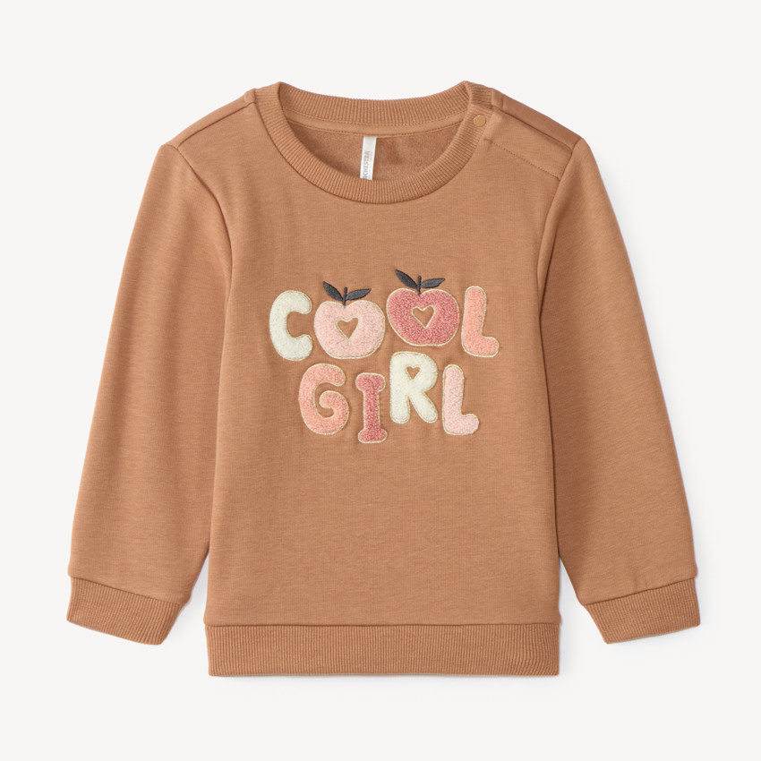 Sweat molleton bébé fille broderie bouclette fantaisie 