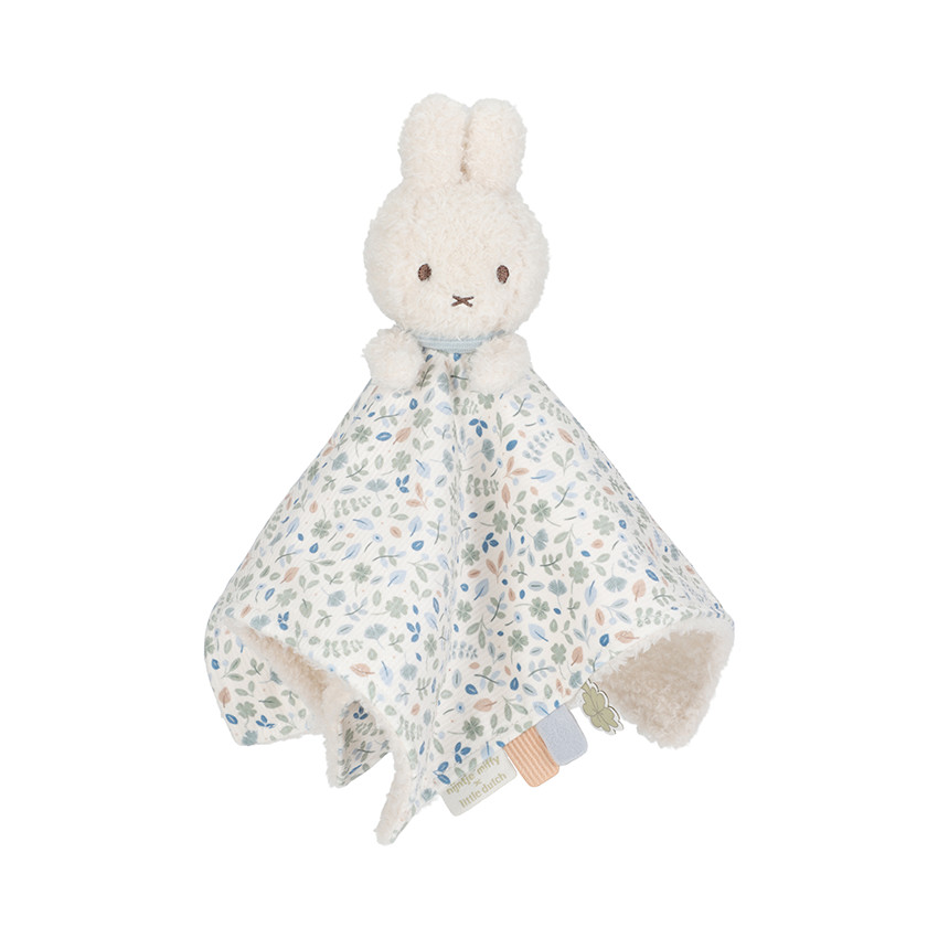 Doudou carré lapin Miffy imprimé fleuri Lucky Leaves  