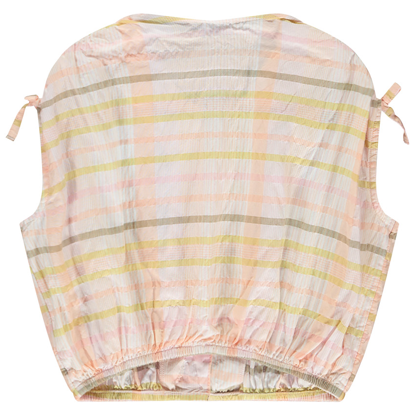 Chemise sans manches à carreaux avec liens pour fille 