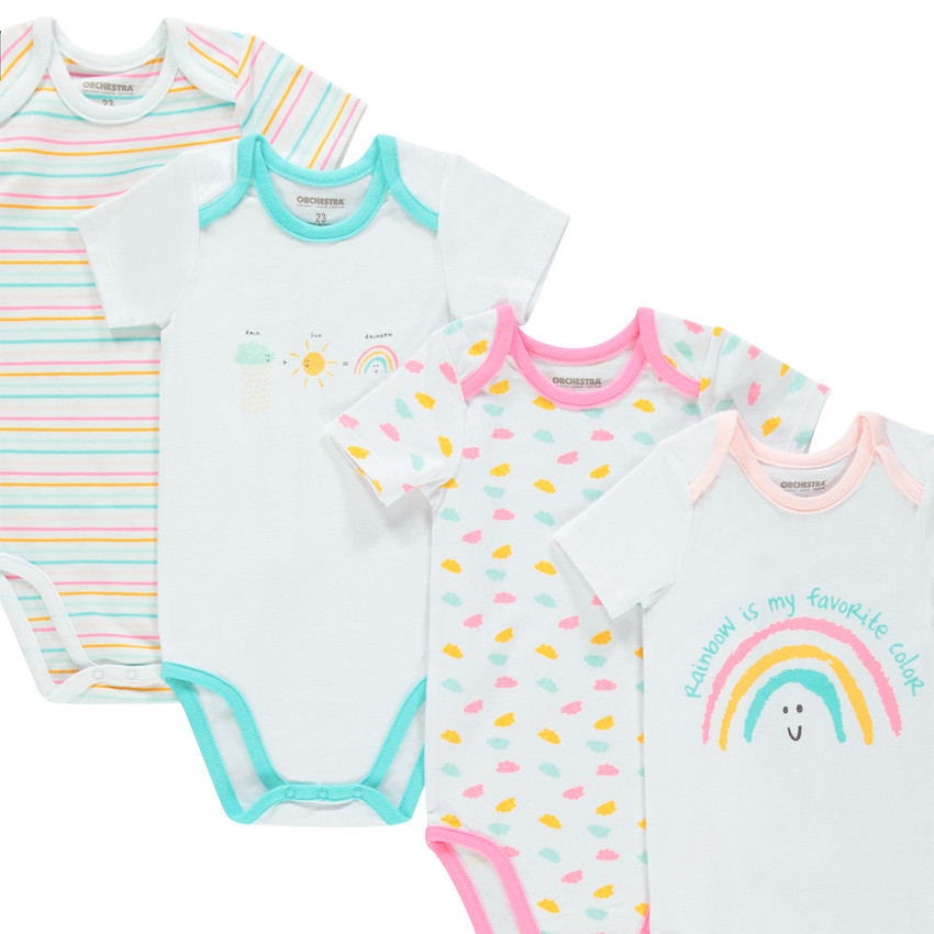 Lot de 7 bodies manches courtes en coton à imprimés colorés 