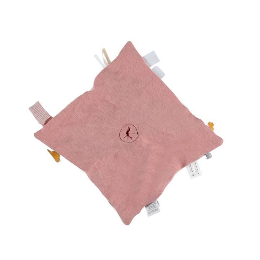 Doudou plat Lola 100% coton - Rose Main Doudou plat Lola 100% coton - Rose