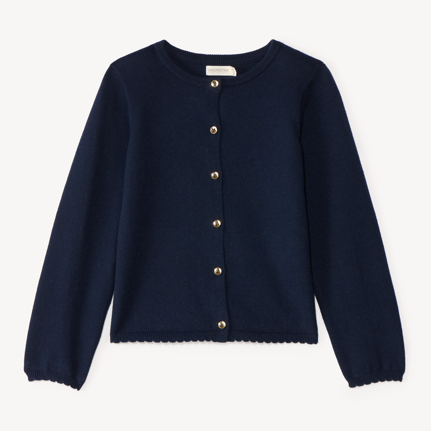 Gilet manches longues uni en tricot pour fille