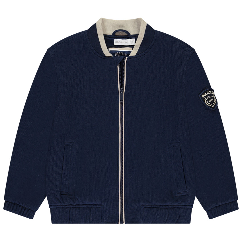 Blouson bomber en piqué avec patch brodé garçon