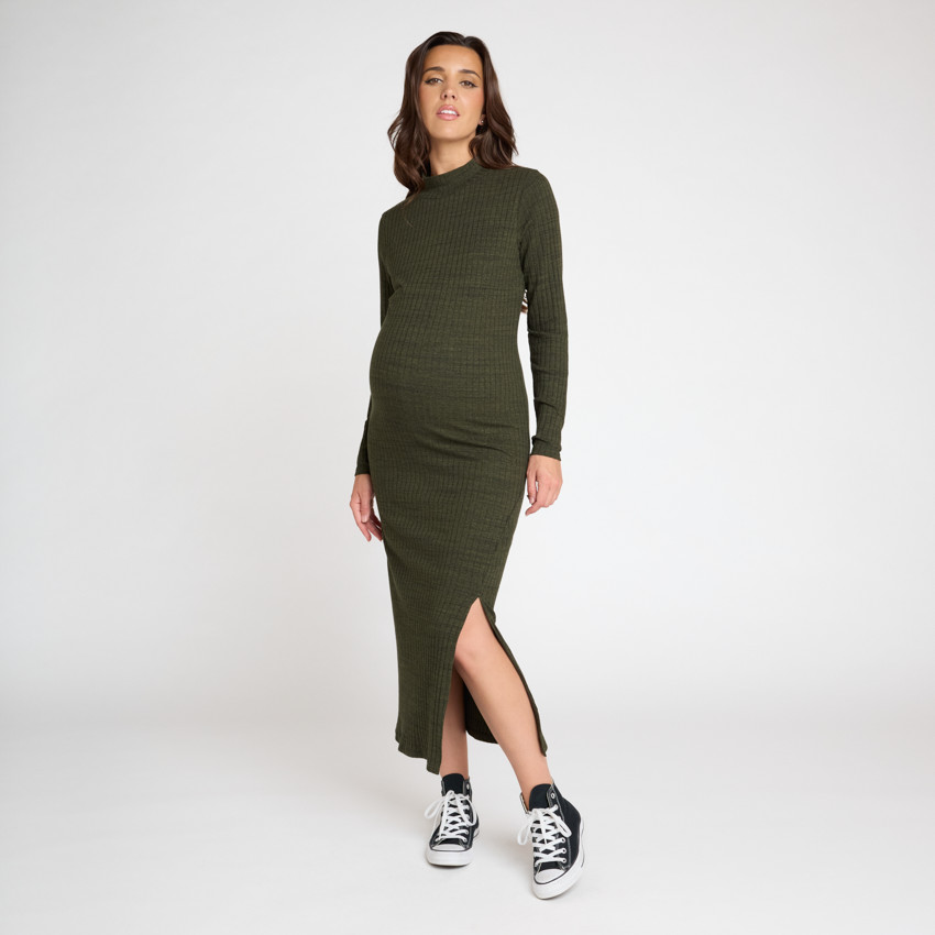 Robe longue moulante à manches longues pour femme 