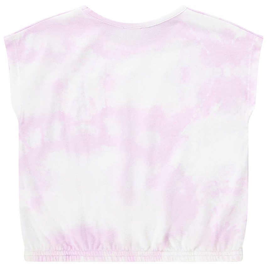 T-shirt manches courtes forme boîte effet tie & dye et puff print pour fille 