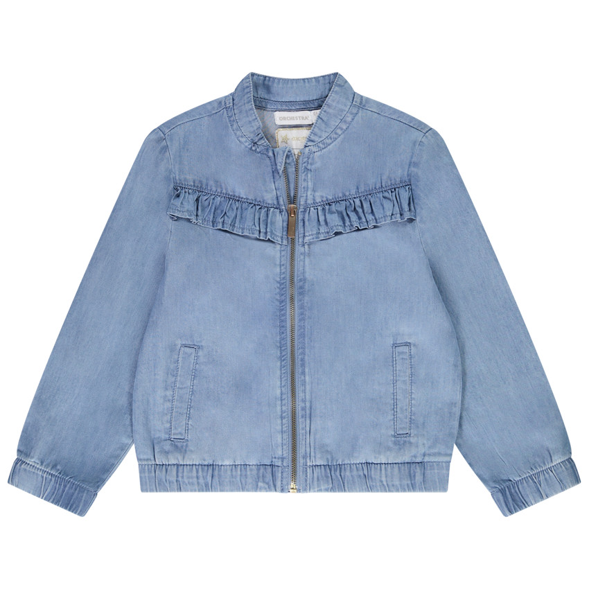Bombers forme teddy effet jean avec volants pour fille 