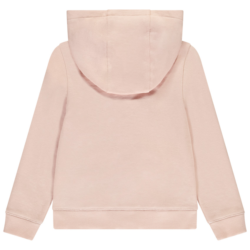 Gilet uni avec capuches et poche + cœur brodé pour fille 