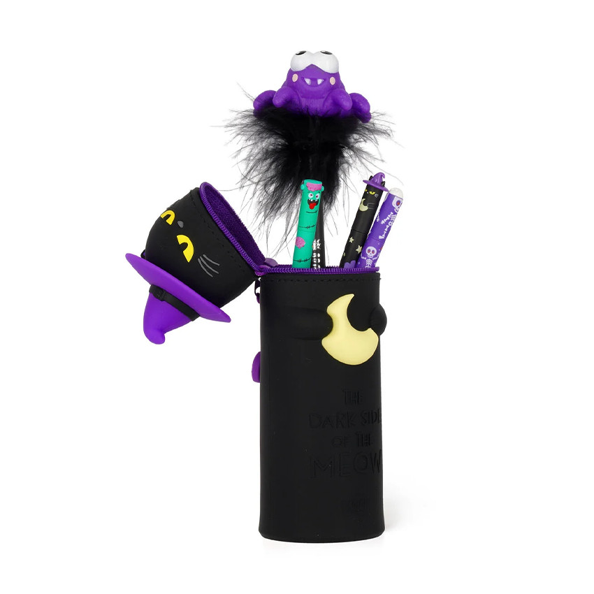 Trousse 2 en 1 en silicone Kawaii chat noir Halloween 