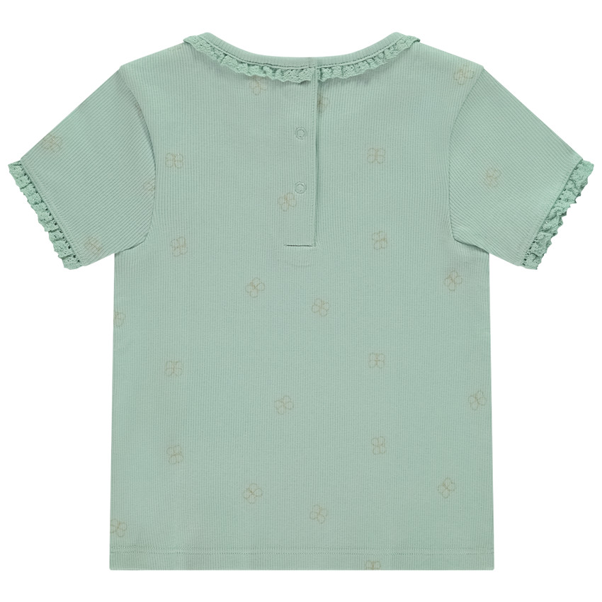 T-shirt manches courtes côtelé imprimé papillons pour bébé fille 