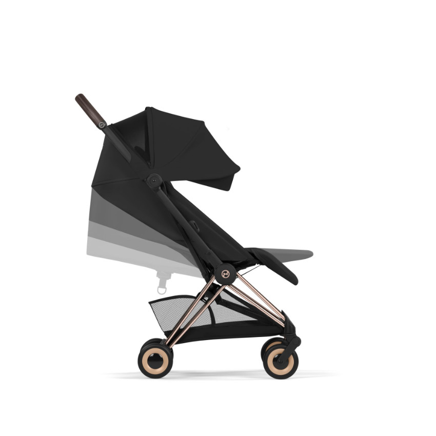 Poussette ultra-compacte Coya 2026 + Nacelle Lux - Rosegold / Sepia Black 
