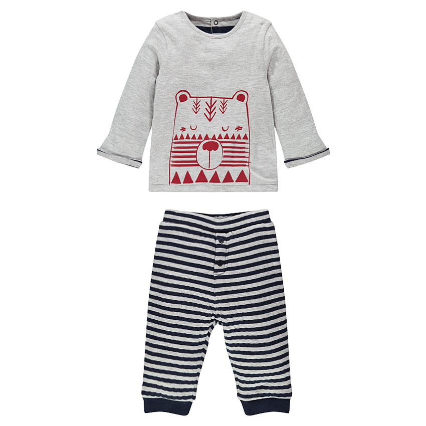 Ensemble tee-shirt réversible et pantalon rayé 