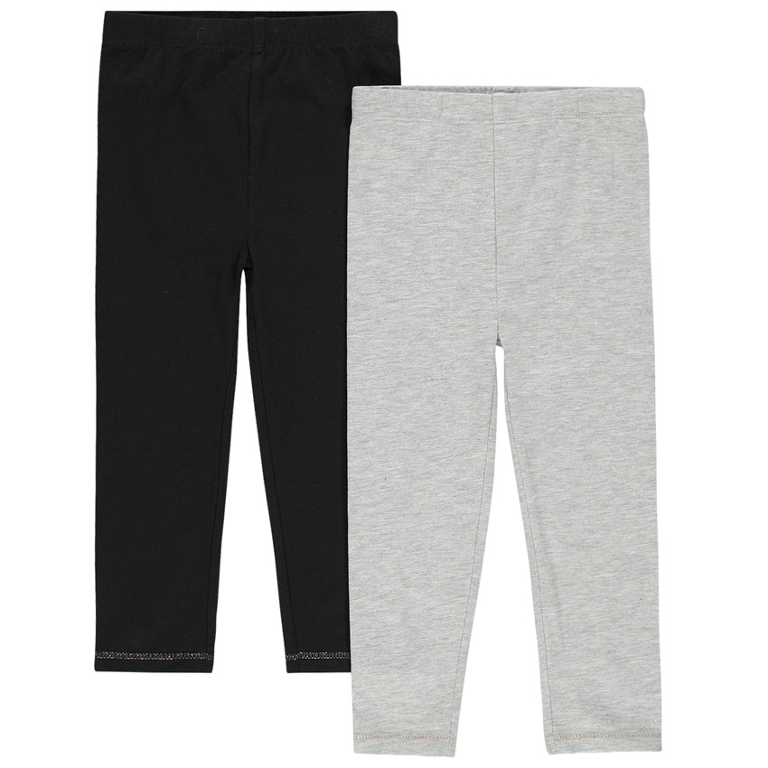 Lot de 2 leggings unis en coton pour bébé fille 