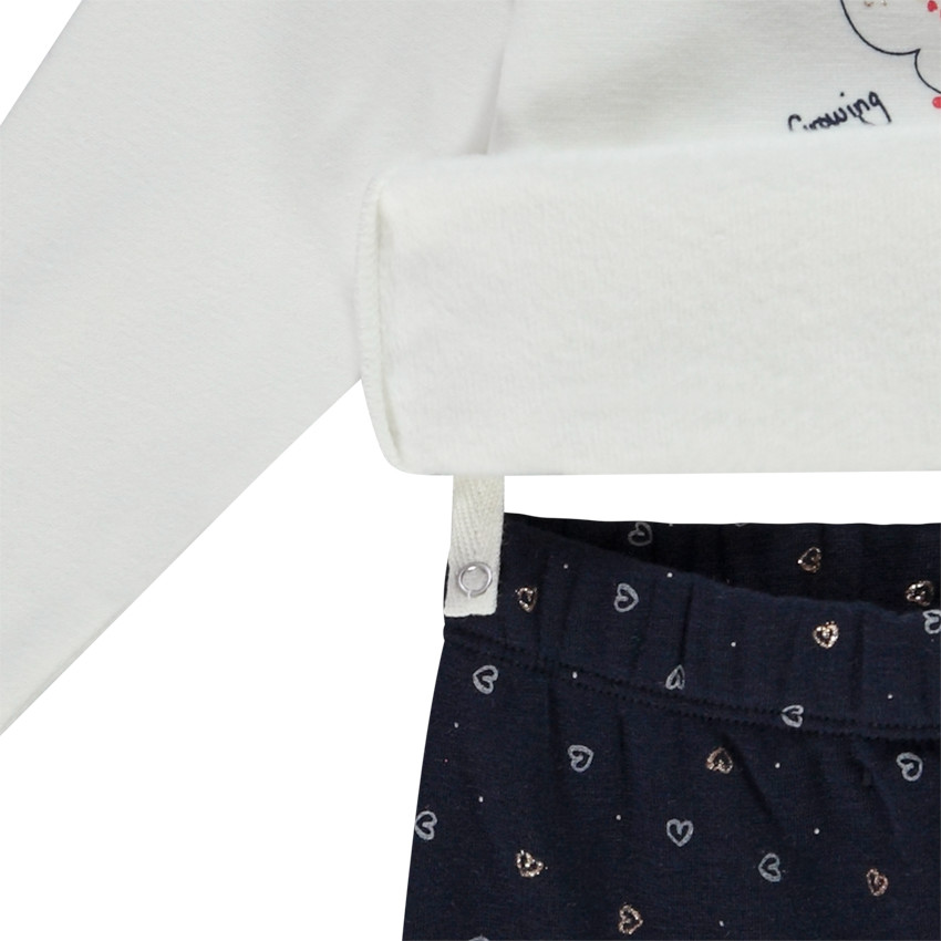 Pyjama 2 pièces lapin en jersey contrecollé pour bébé fille 