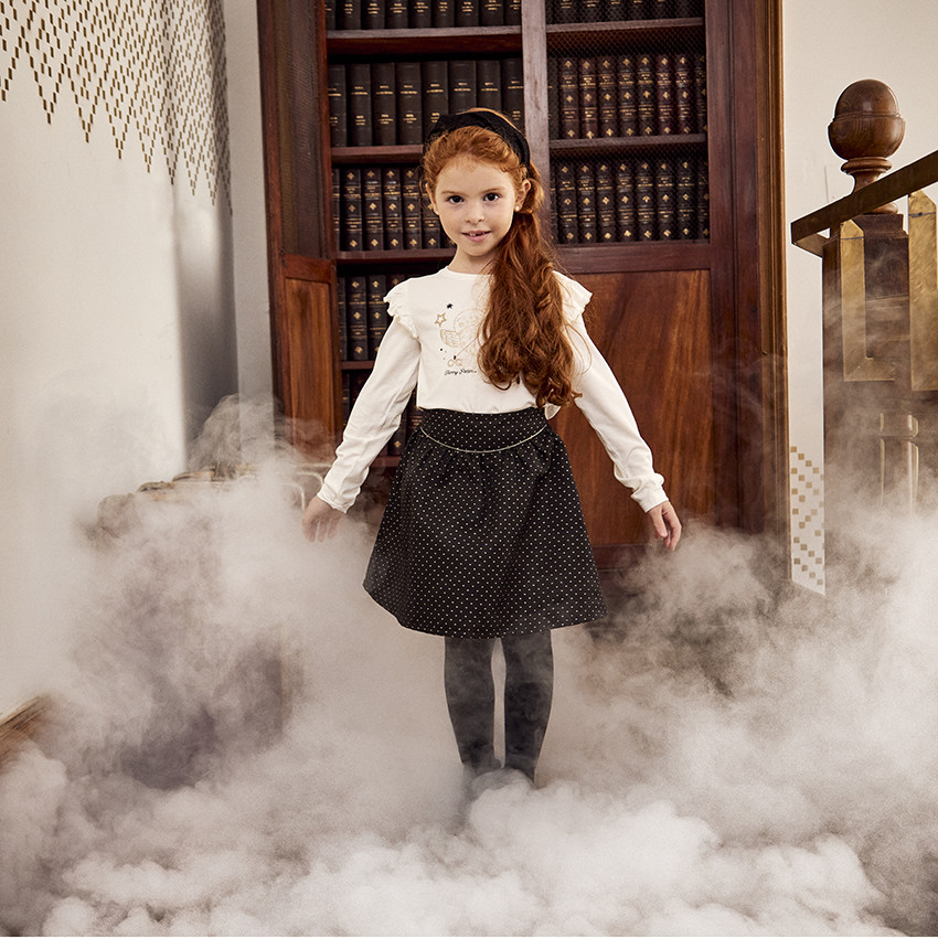 Jupe en jacquard imprimé étoiles lurexées pour fille 