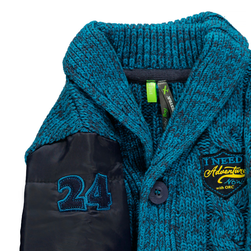 Gilet en maille bi-matière col châle 