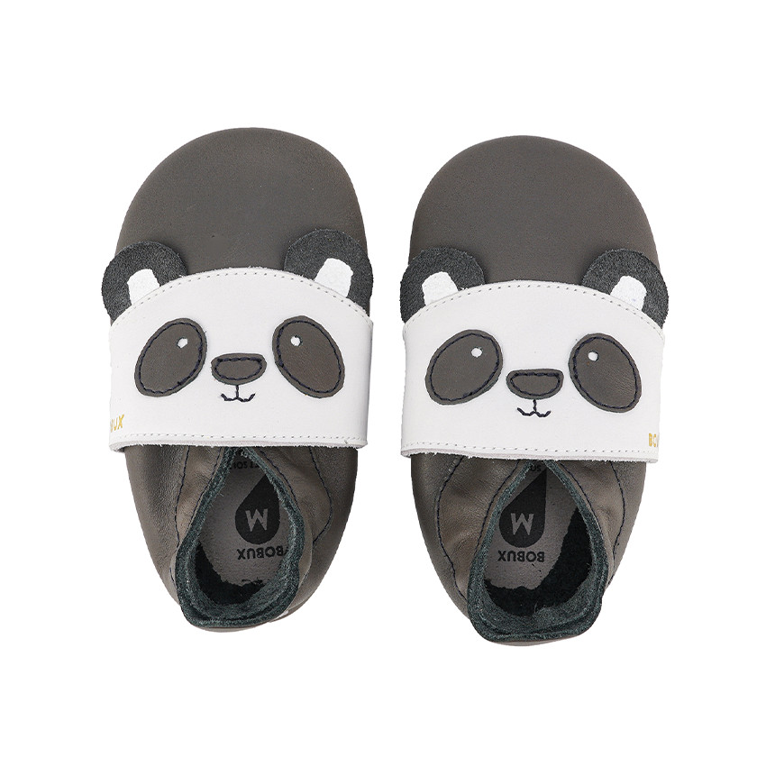 Bobux - Chaussons en cuir pour bébé Soft Soles taille L - Bam-Boo le Panda - Noir