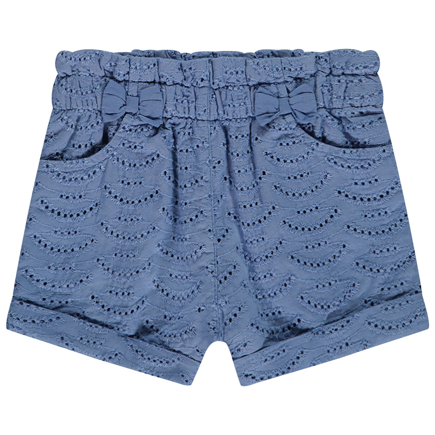 Short en broderie anglaise avec nœud fantaisie pour bébé fille