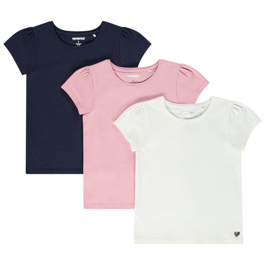 Lot de 3 t-shirts manches courtes unis pour fille