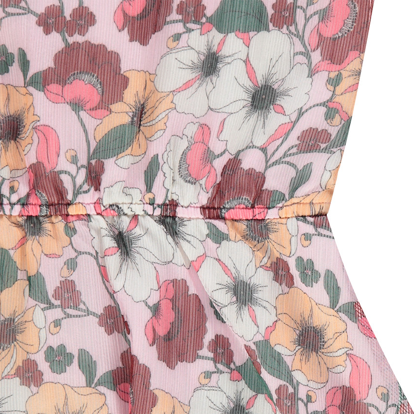 Junior - Robe fleurie en voile armuré 